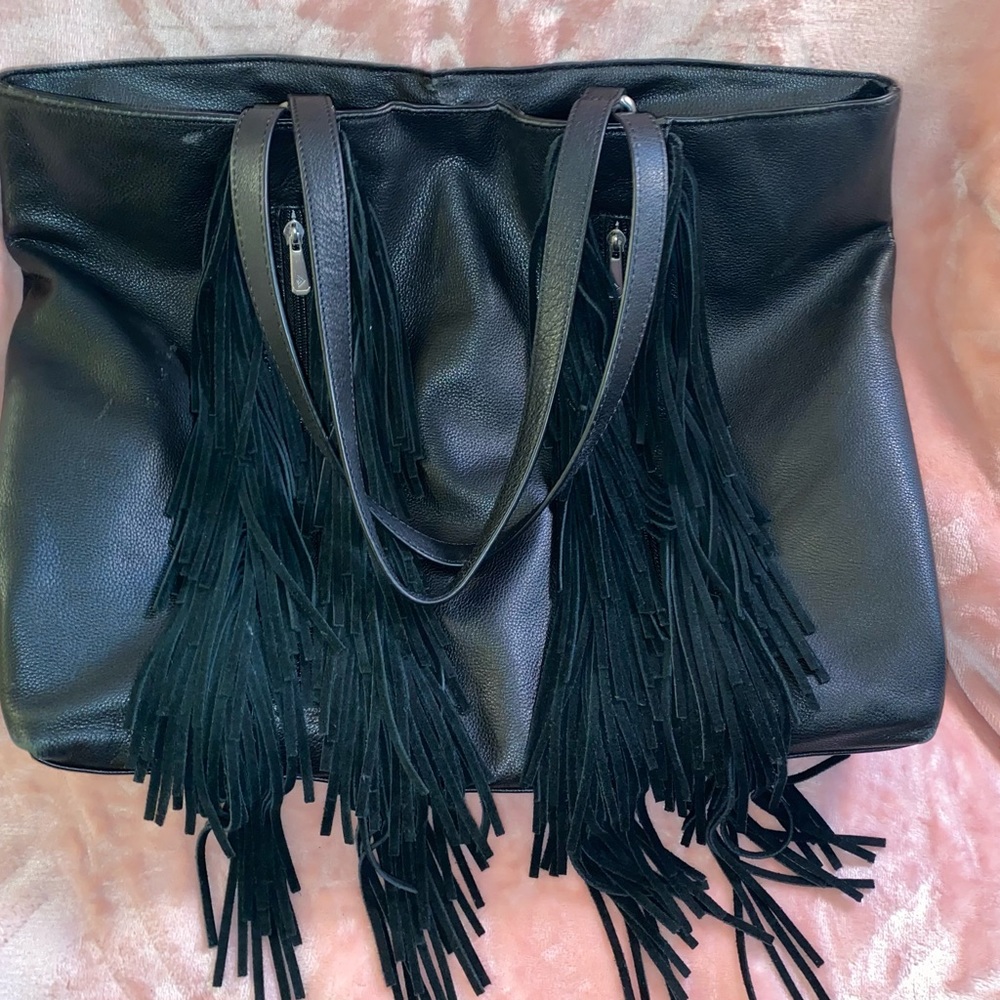 SILPADA (Genuine Black Leather) Dakota Handbag with Suede Fringe